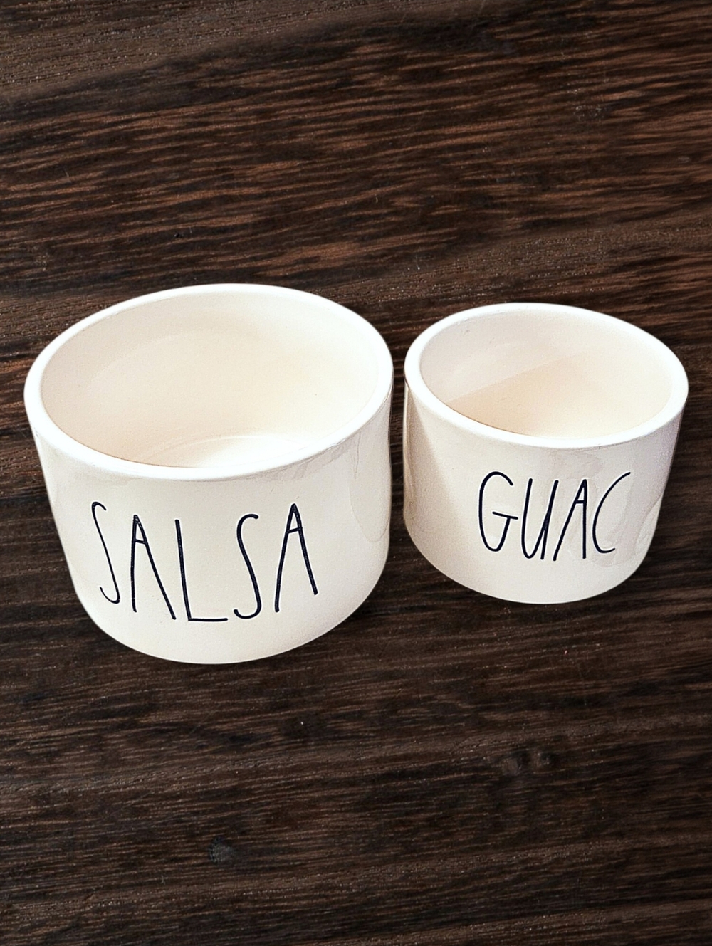 Rae Dunn Artisan Collection White Ceramic Salsa & Guacamole Bowls